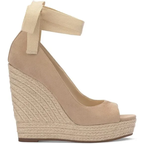 Jessica Simpson Womens Zavida Wedge Wedge Sandals Beige 10 Medium (B,M) - Picture 2 of 3